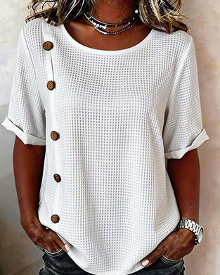 Blouse Wafel Textuur Zij Knoop