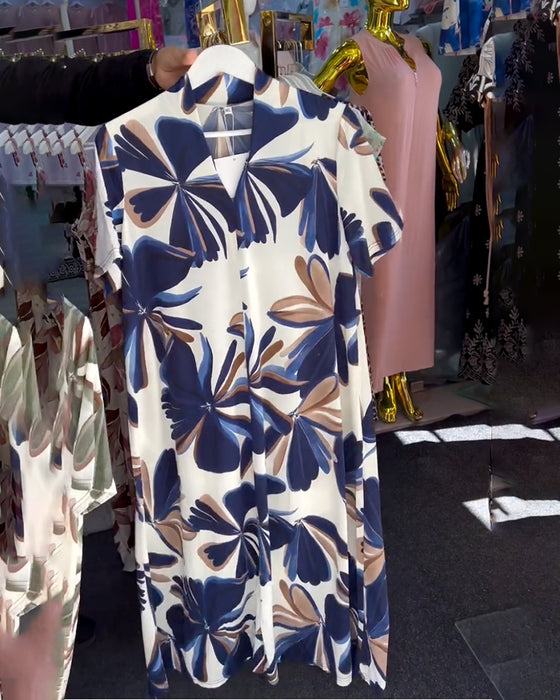 Jurk Elegant Bloemen Print Mouwloos