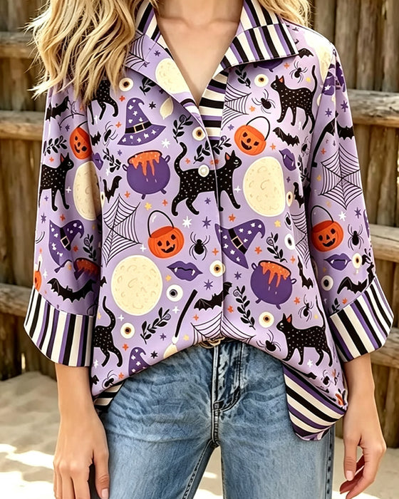 Blouse Reverse Knoop Streep Halloween