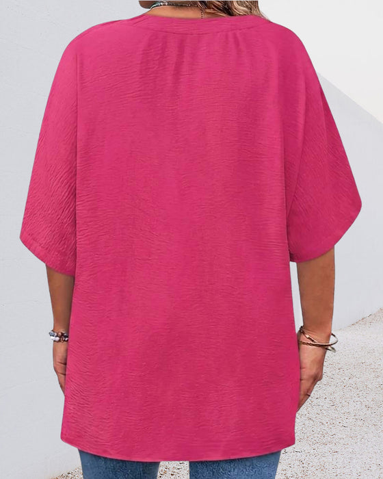 Blouse Los Effen Kleur Korte Mouw