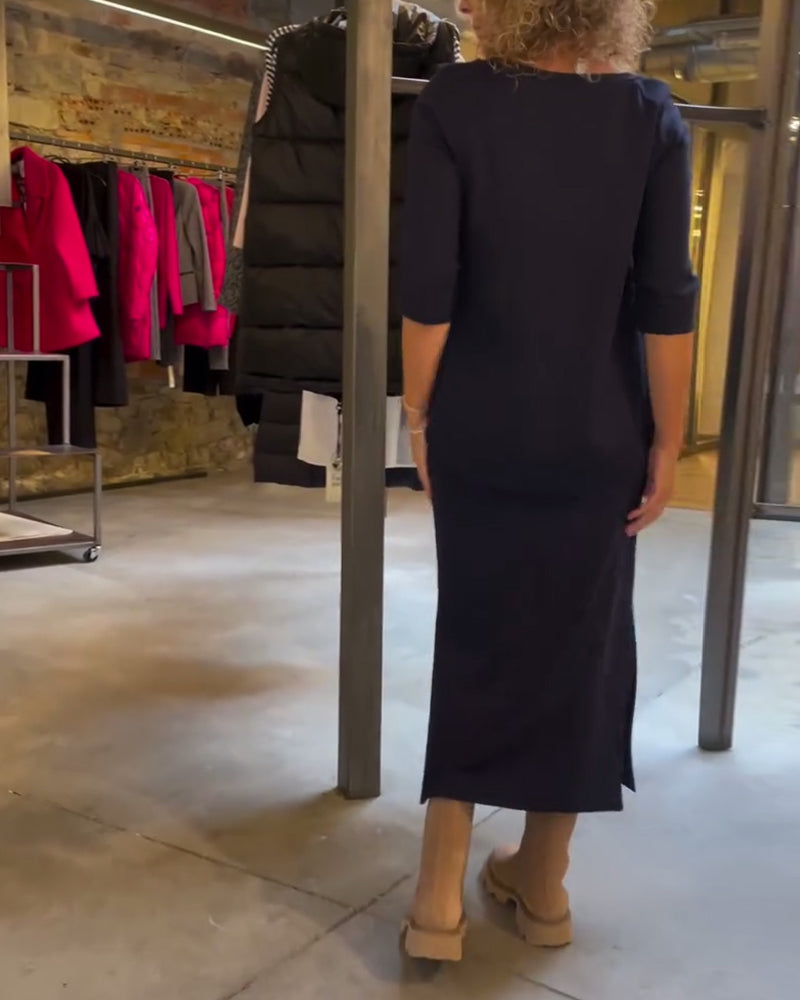 Eenvoudige rok met ronde hals, effen kleur