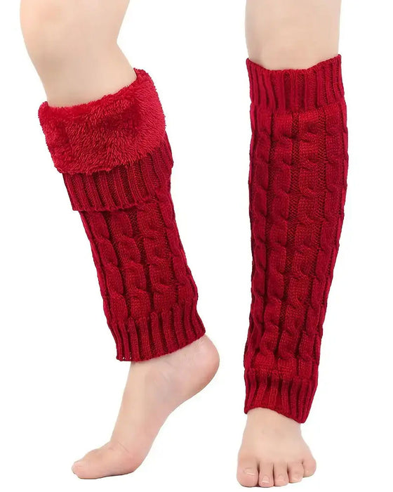 Fleece Gevoerde Kabelgebreide Beenwarmers Thermische Laarzenmanchetten