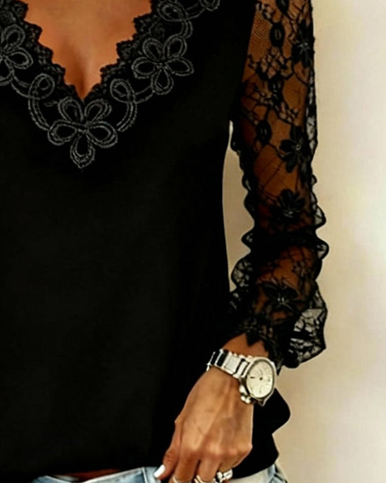 Stijlvolle Langmouwige Top Met V-Hals