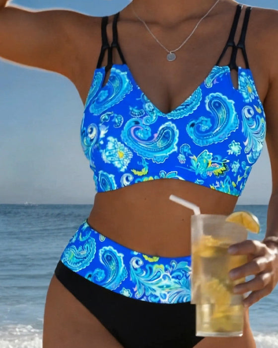 Bikini Kleurblok Band Paisley