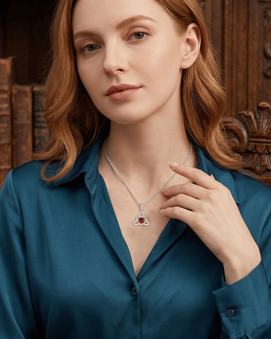 Geboortesteen Keltische Drie-eenheid Knoop Hart Ketting ✨ Hartvormige Keltische Drie-eenheid Knoop Geboortesteen Hanger