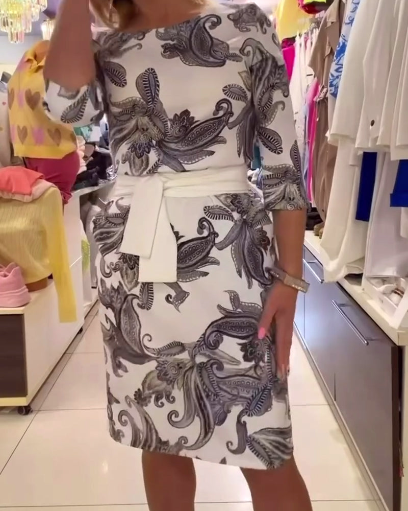 Jurk Cashew Bloem Ronde Hals Mode