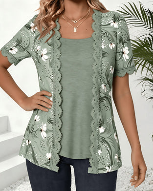 T-Shirt Nep Laag Golf Ruffle Print