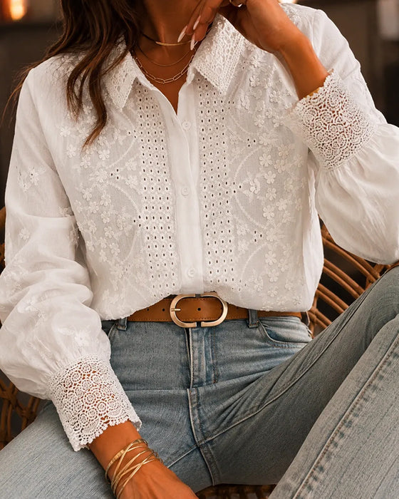 Blouse Knoopsgat Uitsnijding Detail