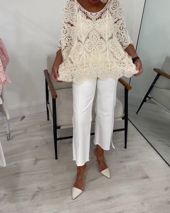 Pullover Driekwartmouw Uitsnijding