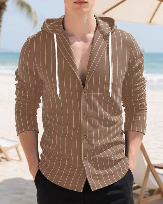 Overhemd Heren Gestreept Hoodie