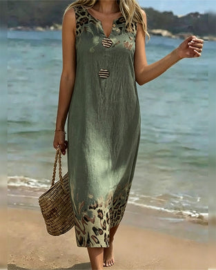 Jurk Mouwloos Luipaard Print Casual