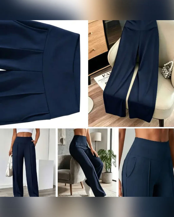 Broek Hoge Taille Zak Wijd Pijp Lang