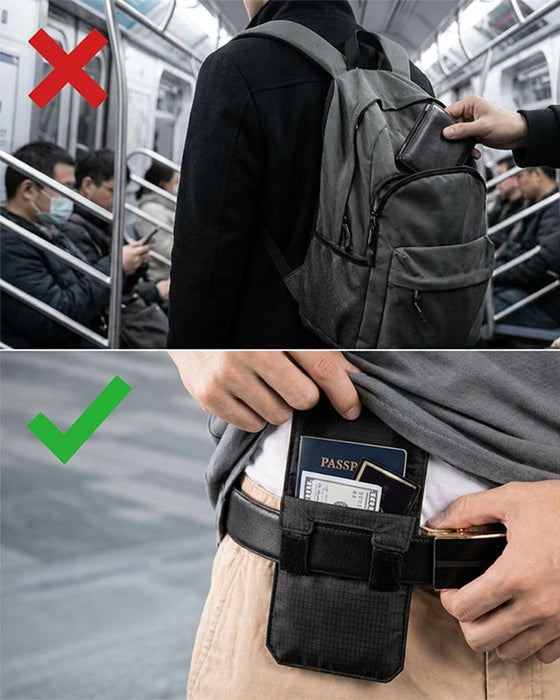 Portefeuille De Voyage Sécurisé Caché Poche Cachée Pour Passeport Argent Cartes