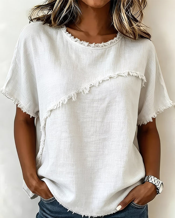 Blouse Casual Ronde Hals Korte Mouwen