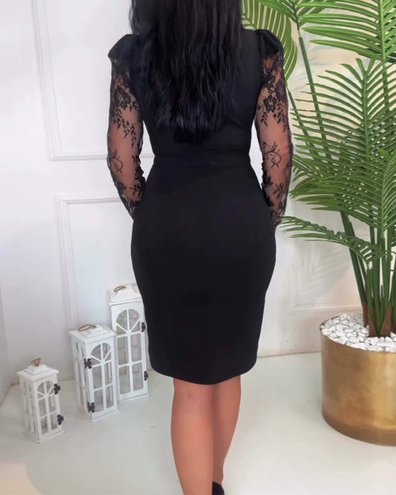 Slanke jurk in effen kleur met V-hals