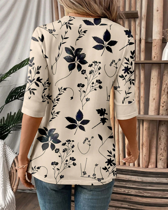 Elegant Fake Tweedelig T-shirt met Bloempatroon