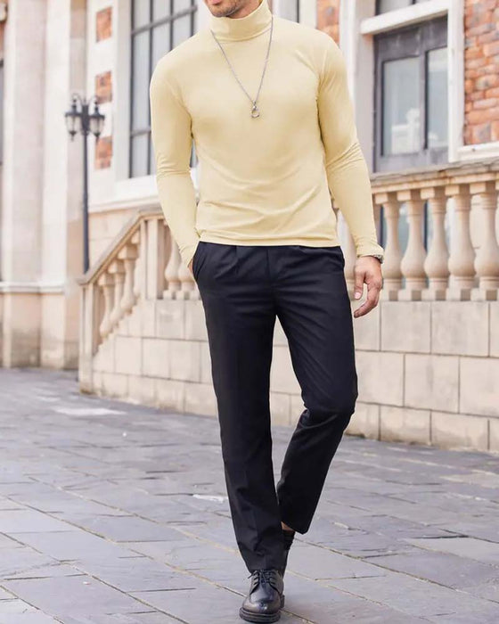 Blouse Hoge Hals Slim Fit Effen Heren