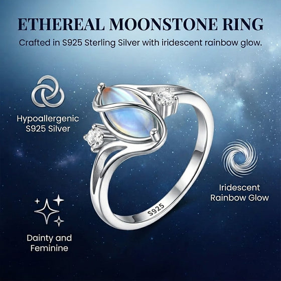 Ovale maansteen geometrische ring