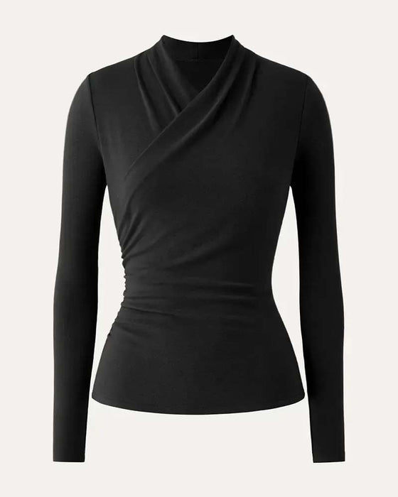 Top Kruis V-Hals Geplisseerde Taille Lange Mouw