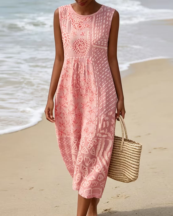 Jurk Patchwork Print Mouwloos