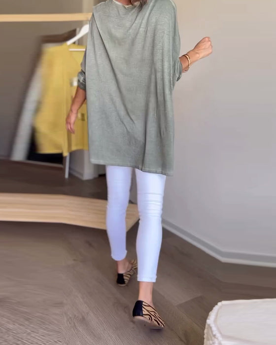 Top met ronde hals en lange mouwen