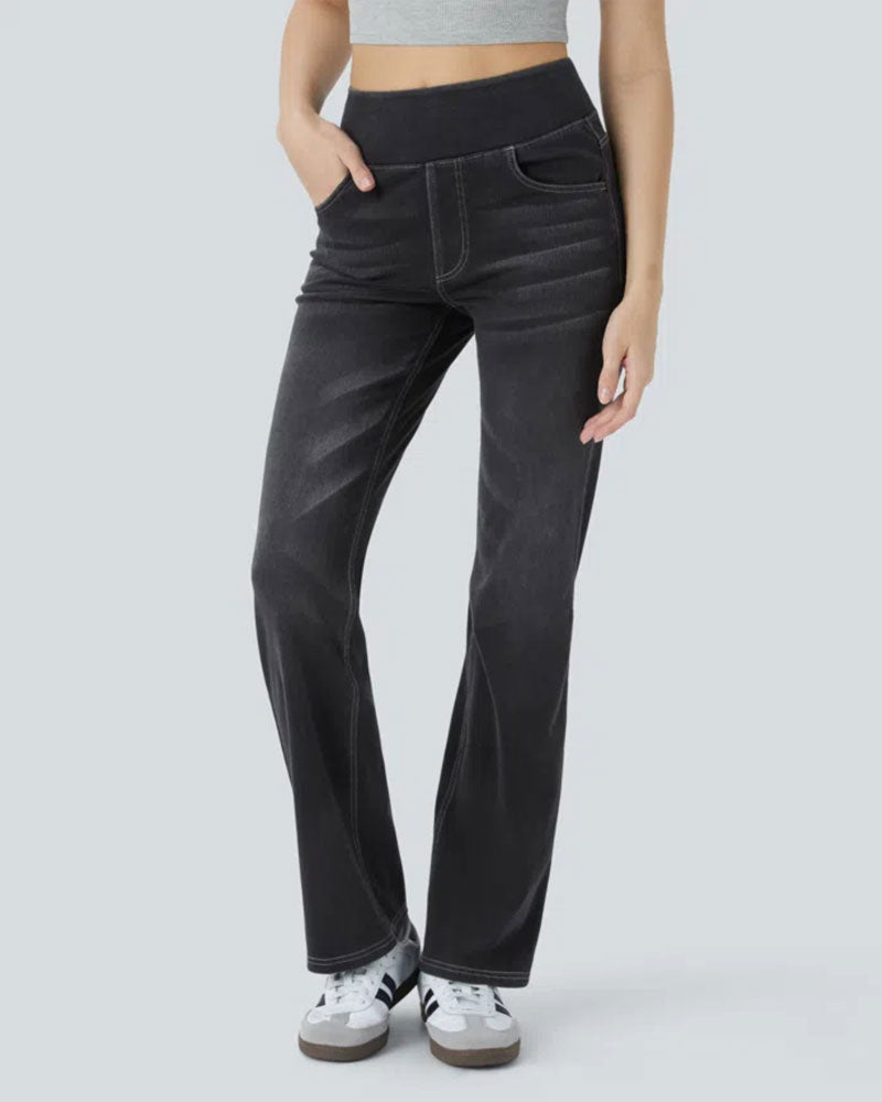 Broek Hoge Taille Denim Zak Flared