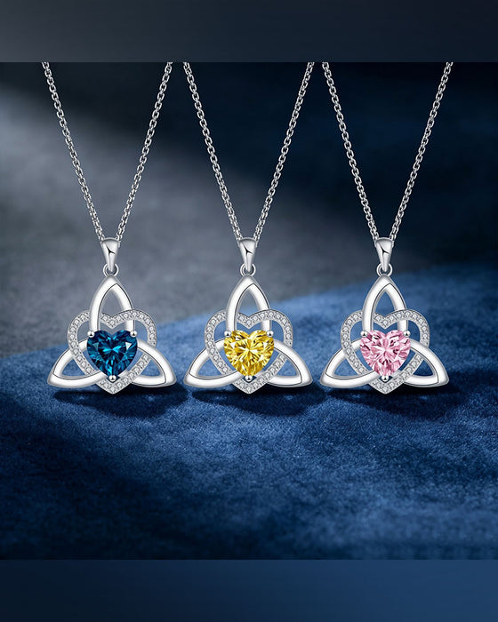 Geboortesteen Keltische Drie-eenheid Knoop Hart Ketting ✨ Hartvormige Keltische Drie-eenheid Knoop Geboortesteen Hanger