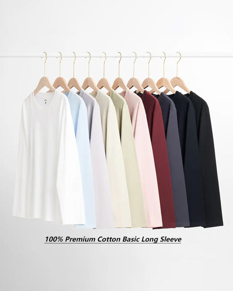 T-Shirt Heren Ronde Hals Lange Mouw Split