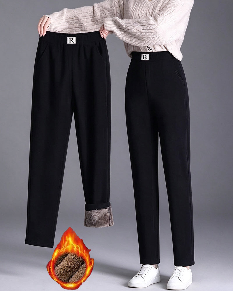 Broek Hoge Taille Fleece-Gevoerd Verdikt Jogger
