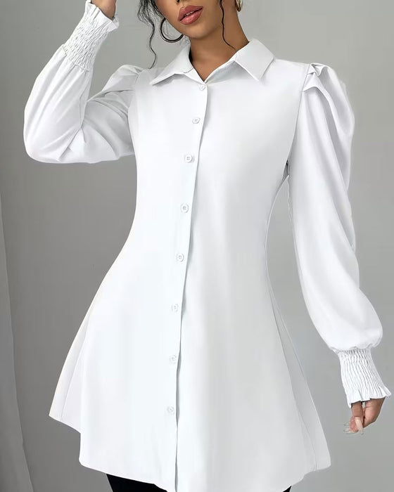 Blouse Overhemdkraag Effen Trendy