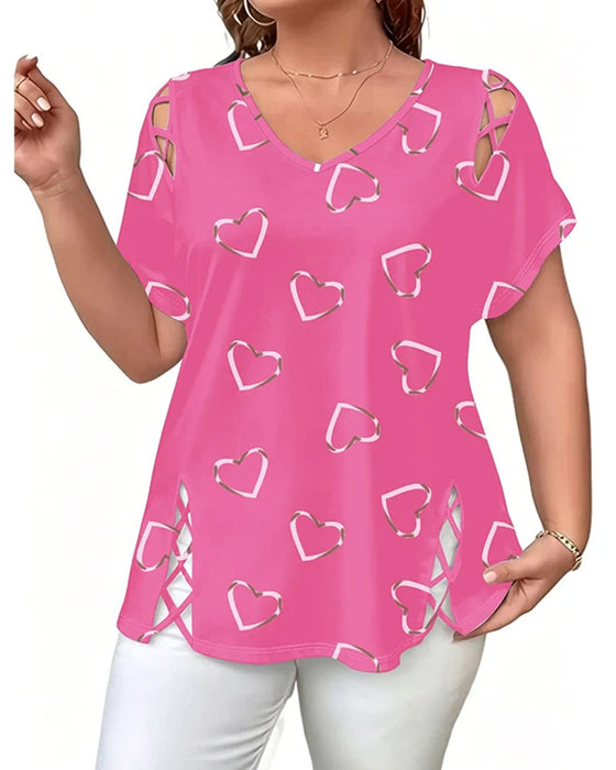 T-Shirt Hartpatroon Geënt Korte Mouw