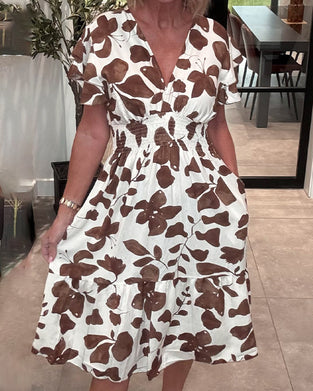 Jurk Vlinder Print V-Hals