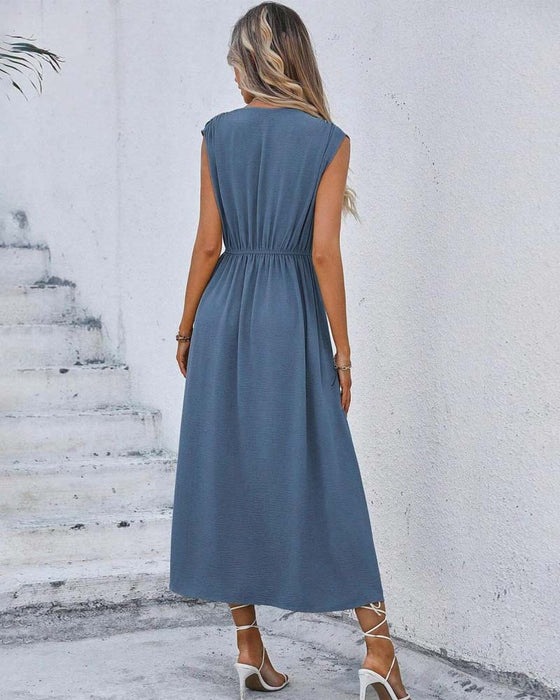 Jurk Effen Ingesnoerde Taille Strik