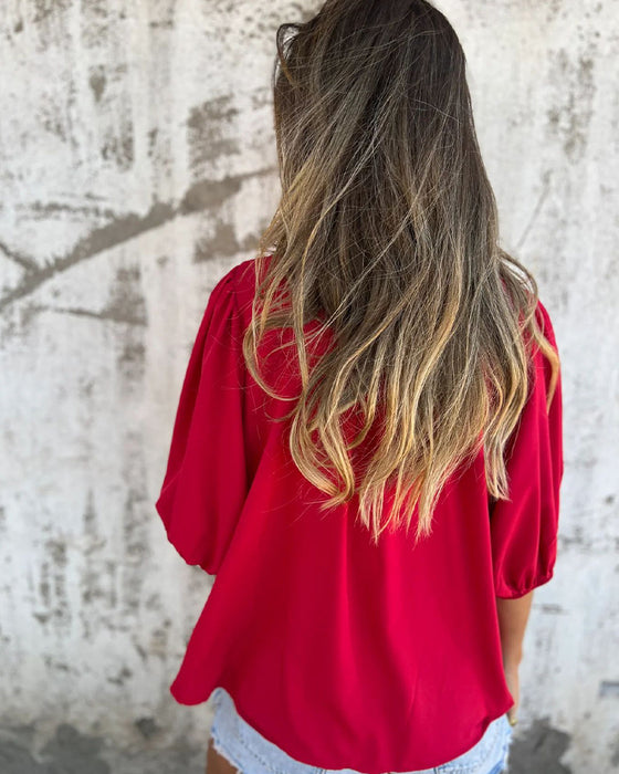 Blouse Casual Mode Korte Mouwen Effen