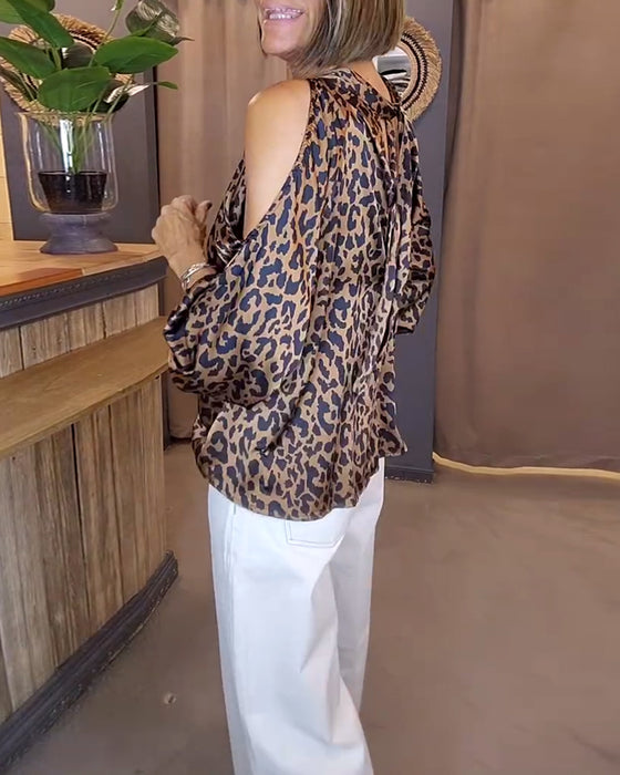 Blouse Met Bandjes Over De Schouders Luipaardprint