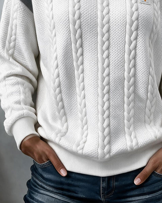 Sweatshirt Ronde Hals Kabelbrei Kleurblok
