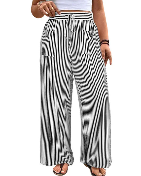 Gestreepte Lange Broek Midden Taille