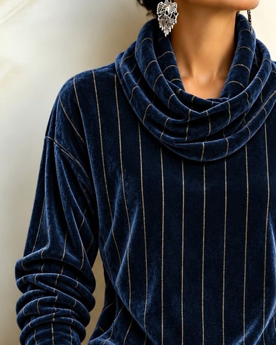 Top Gestreept Cowl Hals Mode