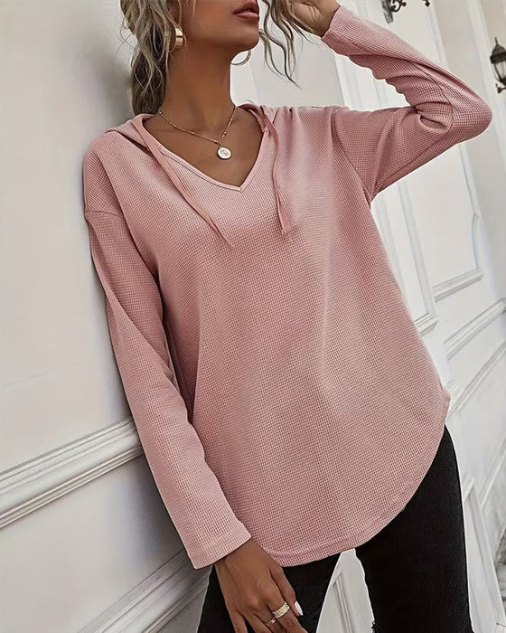 Blouse V-Hals Hoodie Onregelmatig