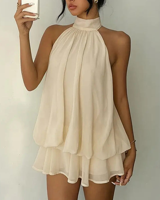 Jurk Halsband Chiffon Mini