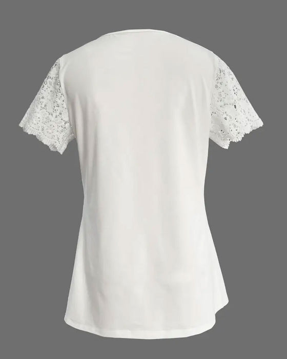 T-Shirt Hol Kant Patchwork Geplooid