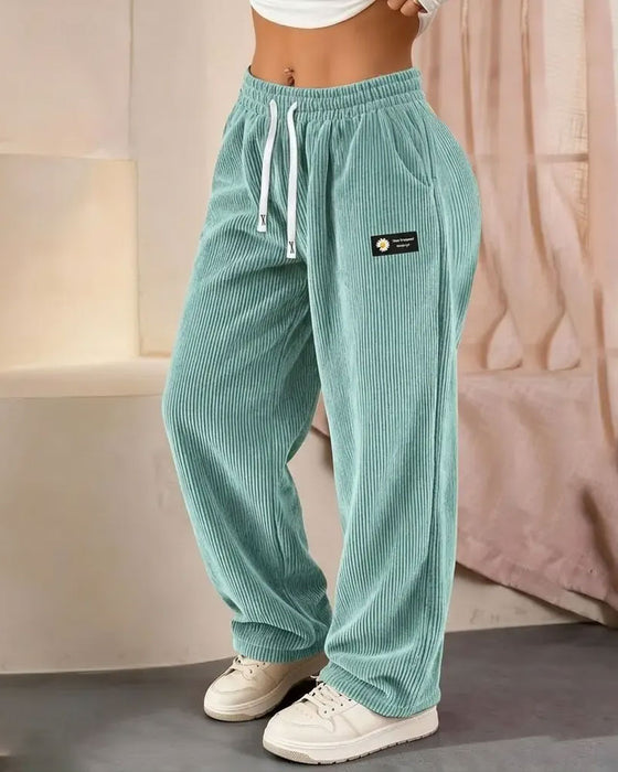 Broek Verticaal Corduroy Trekkoord Wijde Pijp Casual