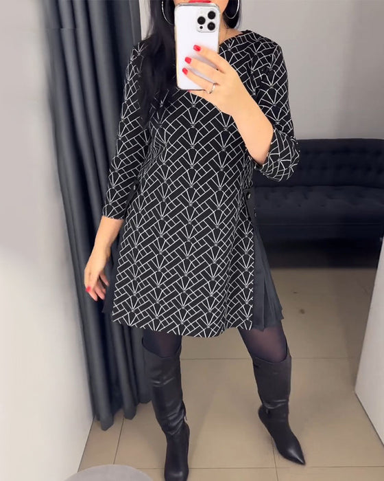 Jurk met ronde halslijn en opdruk