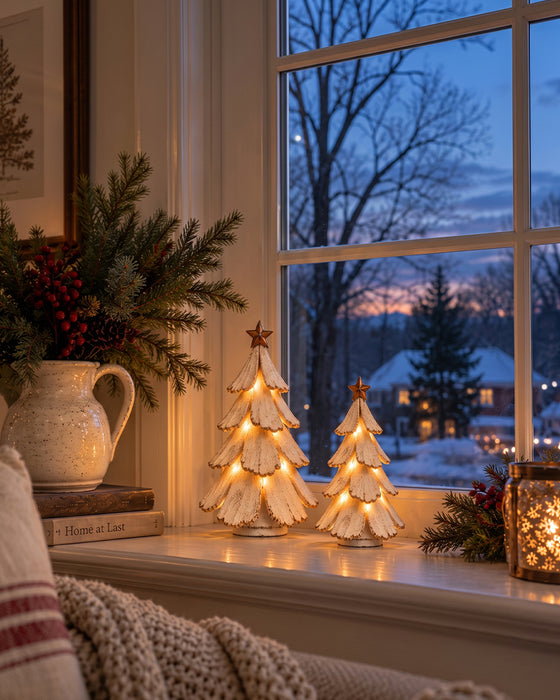 🎄🌙 Vintage Kerstboom Met Licht Figuur