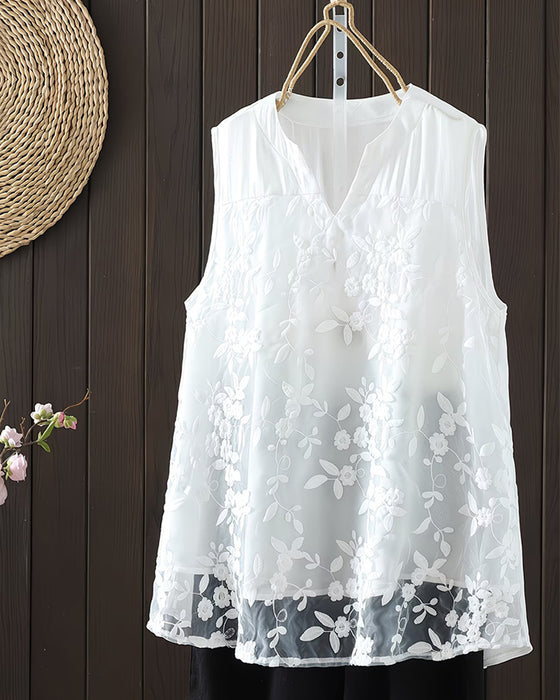 Tanktop Mouwloos Kleine V-Hals