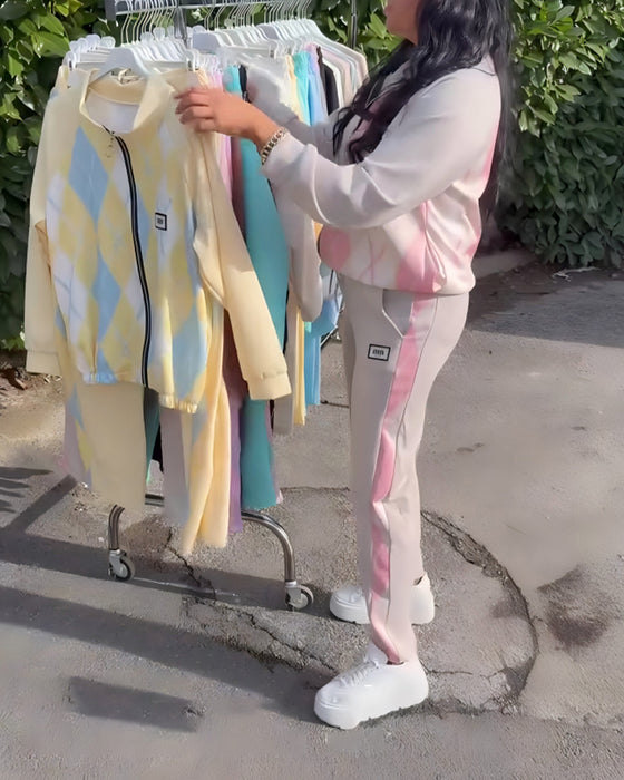 Tweedelig Set Geruit Top Met Rits En Broek