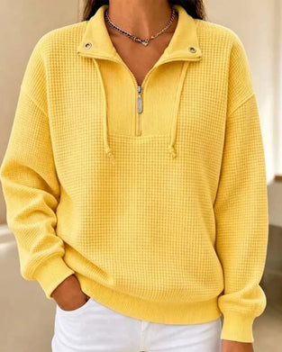 Sweatshirt Wafel Trekkoord Half-Zip