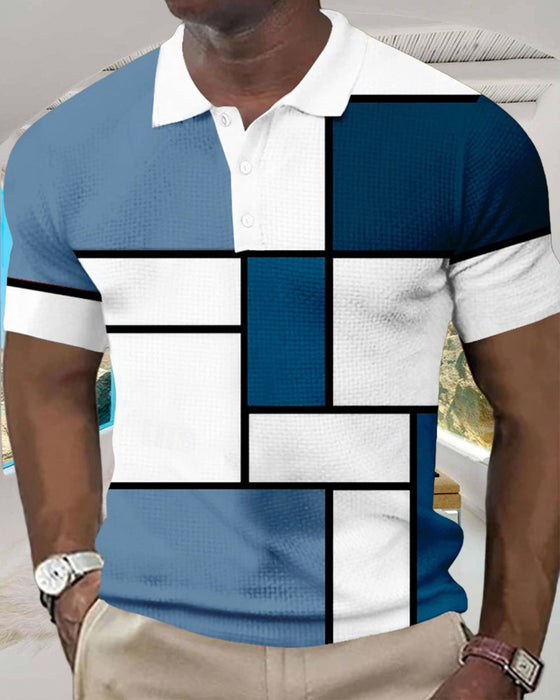 Een Polo-shirt Met Kleurblok en Wafelontwerp