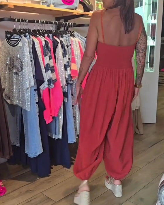 Jumpsuit Bandeau Spaghettibandjes Wijde Pijp
