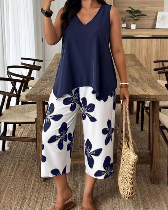 Set Elegant Print Mouwloos